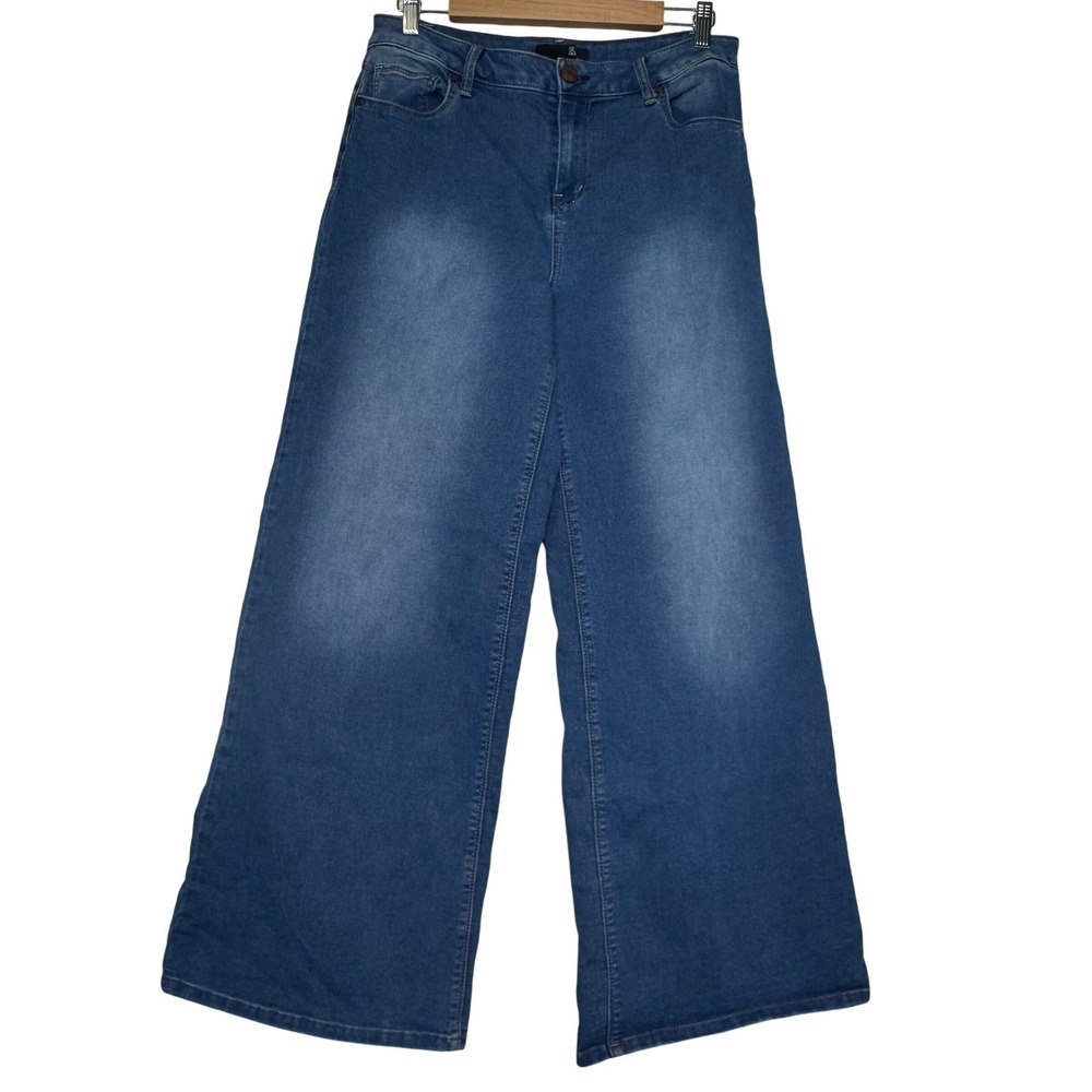 1822 Denim Womens High Rise Wide Leg Jeans Medium Wash Blue Size 12 CJ32M2224C6